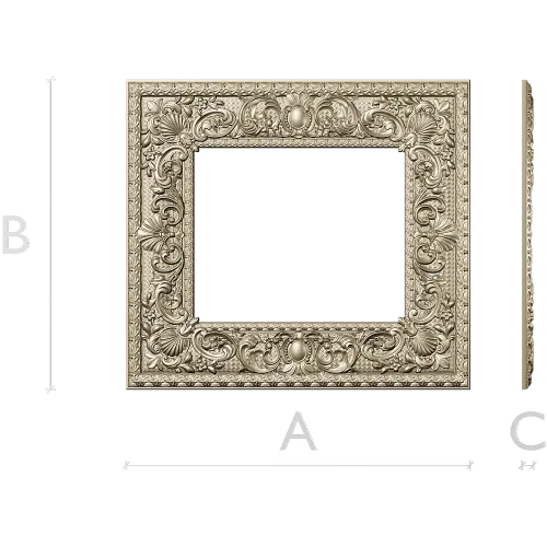 Baroque Ornate Square Frame - STL 3D model for CNC