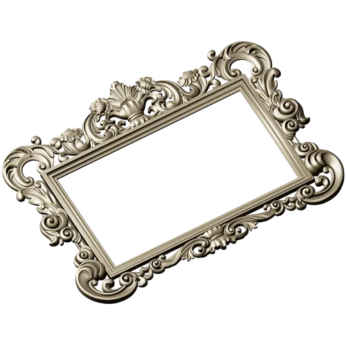 Baroque rectangular frame STL - ornate 3D model for CNC