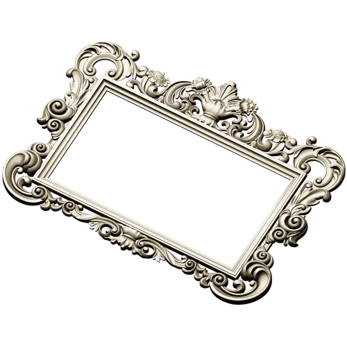 Baroque rectangular frame STL - ornate 3D model for CNC