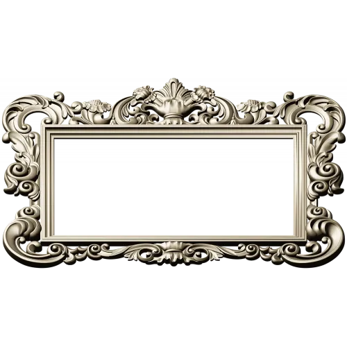Baroque rectangular frame STL - ornate 3D model for CNC
