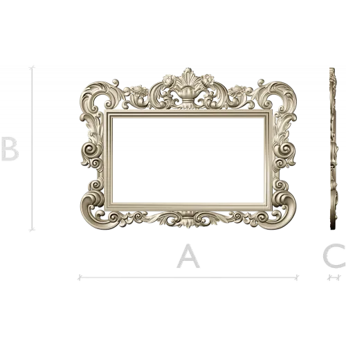 Baroque rectangular frame STL - ornate 3D model for CNC