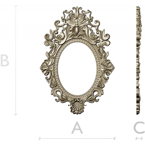 Baroque Oval Frame 3D STL Model for CNC Milling