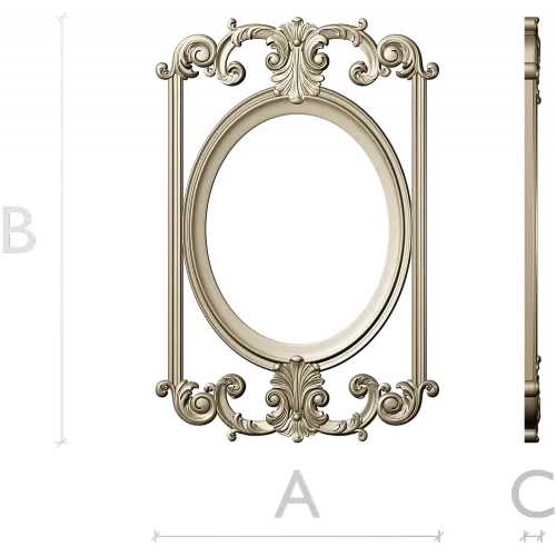 Rococo Oval Decorative Frame STL for CNC