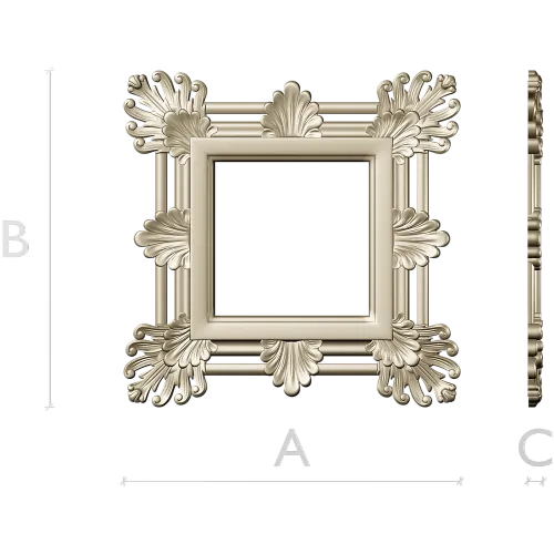Ornate Acanthus Square Frame - STL 3D Model for CNC