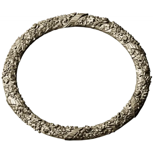 Round Floral Wreath STL 3D model for CNC milling