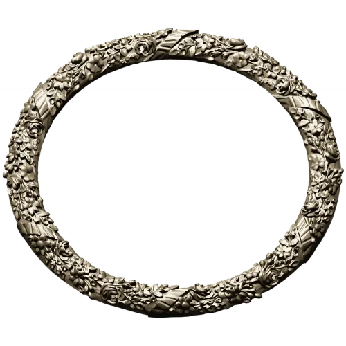Round Floral Wreath STL 3D model for CNC milling