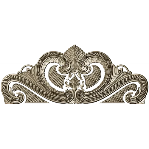 Baroque headboard crest STL 3D model for CNC carving
