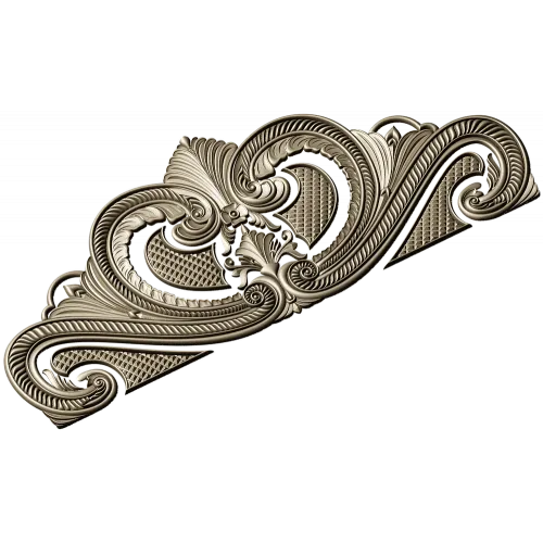 Baroque headboard crest STL 3D model for CNC carving