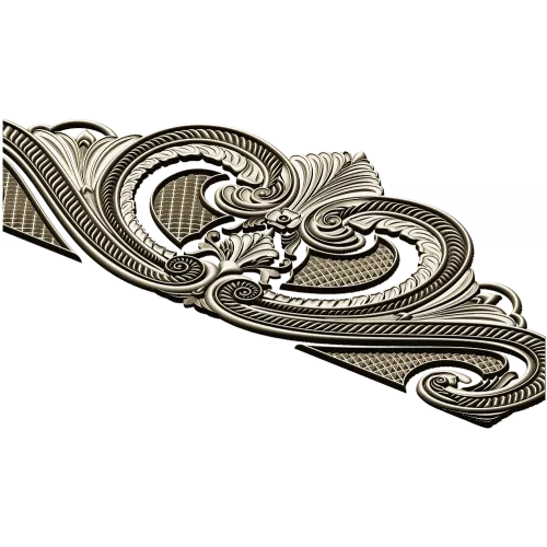 Baroque headboard crest STL 3D model for CNC carving