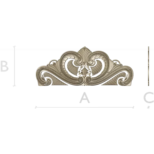 Baroque headboard crest STL 3D model for CNC carving