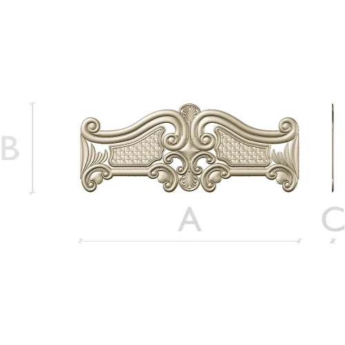 Ornate Rococo Headboard Crest - STL 3D model for CNC