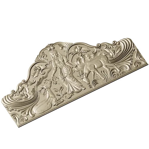 Maiden and Deer Crest - ornate STL headboard panel for CNC carving