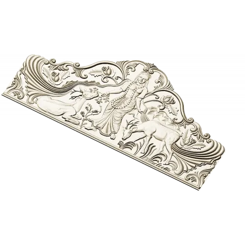Maiden and Deer Crest - ornate STL headboard panel for CNC carving