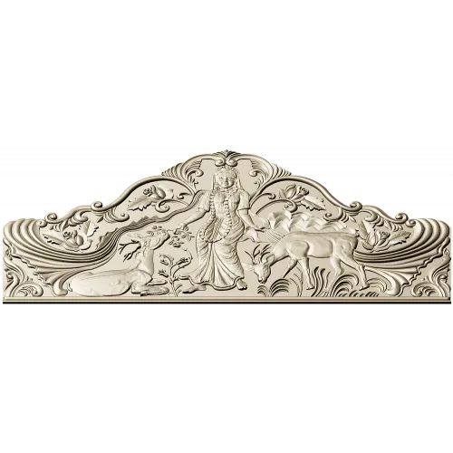 Maiden and Deer Crest - ornate STL headboard panel for CNC carving