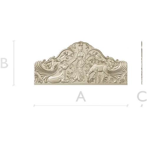 Maiden and Deer Crest - ornate STL headboard panel for CNC carving