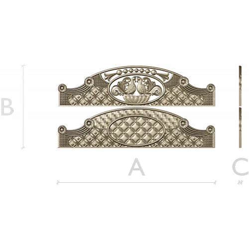 Headboard Frieze STL - Avian Cartouche & Tufted Medallion