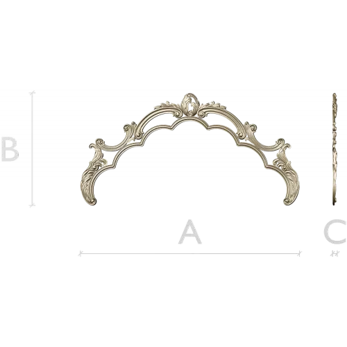 Rococo headboard crest STL for CNC