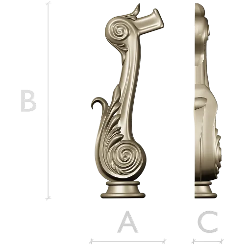 Acanthus Scroll Furniture Leg - STL 3D model for CNC