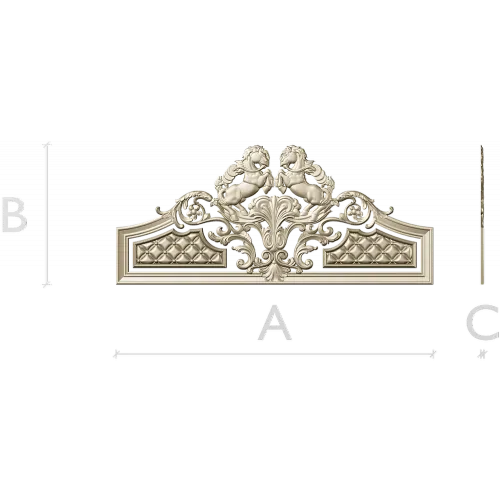 Baroque Headboard Crest - High-Relief STL 3D Model for CNC