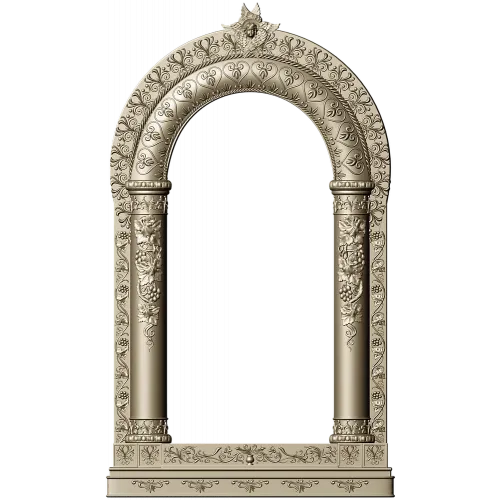 Киот арочный с растительным орнаментом - 3D STL для ЧПУ