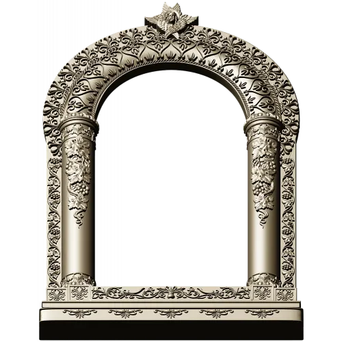 Киот арочный с растительным орнаментом - 3D STL для ЧПУ