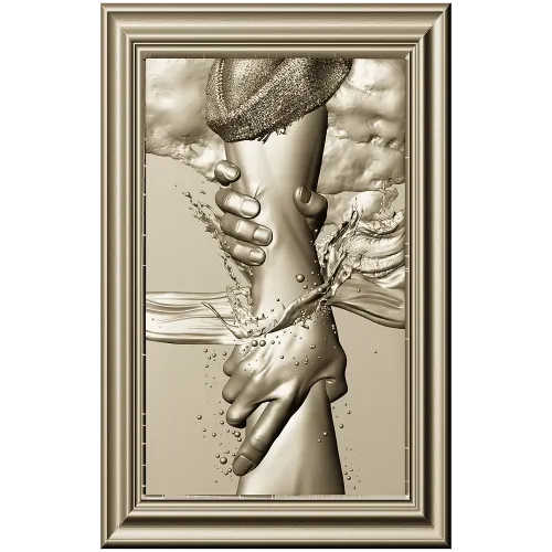Hand of Jesus - high-relief framed panel STL for CNC carving