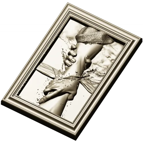 Hand of Jesus - high-relief framed panel STL for CNC carving