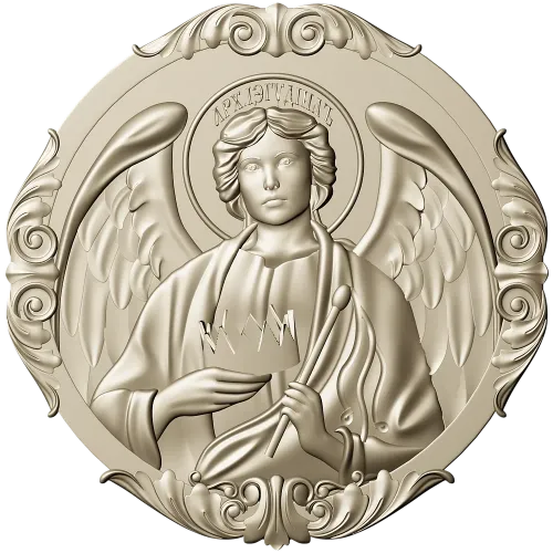Archangel Jehudiel round medallion STL 3D model for CNC