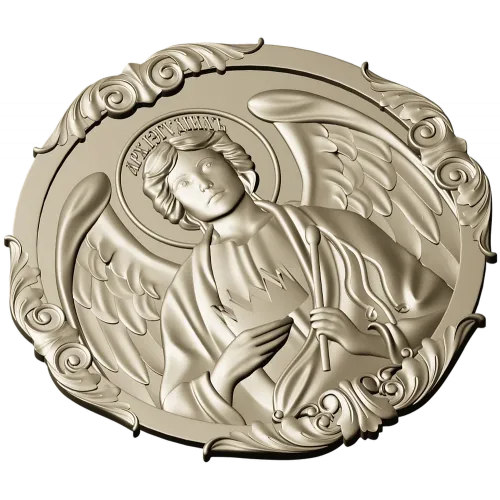 Archangel Jehudiel round medallion STL 3D model for CNC
