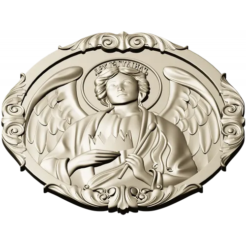 Archangel Jehudiel round medallion STL 3D model for CNC