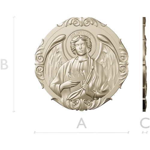 Archangel Jehudiel round medallion STL 3D model for CNC
