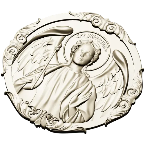 Архангел Иеремиил - круглый барельеф STL для ЧПУ