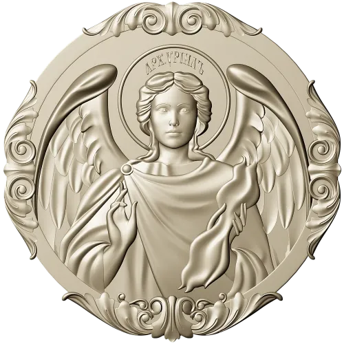 Архангел Уриил - рельефная круглая икона в STL для ЧПУ