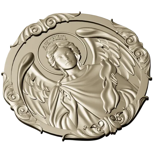 Архангел Уриил - рельефная круглая икона в STL для ЧПУ