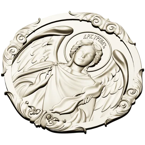 Архангел Уриил - рельефная круглая икона в STL для ЧПУ