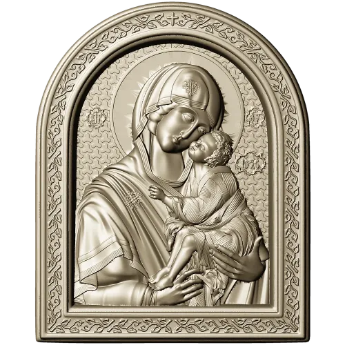 Theotokos Eleusa - arched icon relief STL for CNC