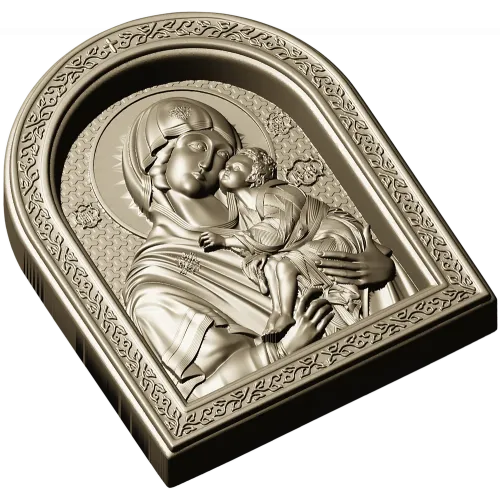 Theotokos Eleusa - arched icon relief STL for CNC