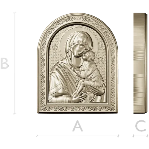 Theotokos Eleusa - arched icon relief STL for CNC