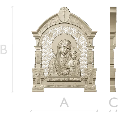 Казанская икона в арочном киоте - 3D модель STL для ЧПУ