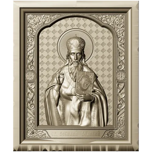 Saint Basil the Great - high relief icon panel STL for CNC