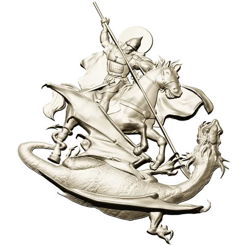 Saint George Slaying the Dragon - STL Relief for CNC