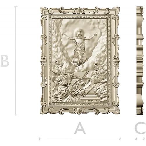 Воскресение Христово - рельеф в резной раме (STL)