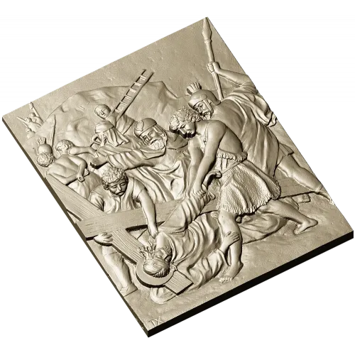 High-relief Crucifixion Panel - 3D STL model for CNC carving