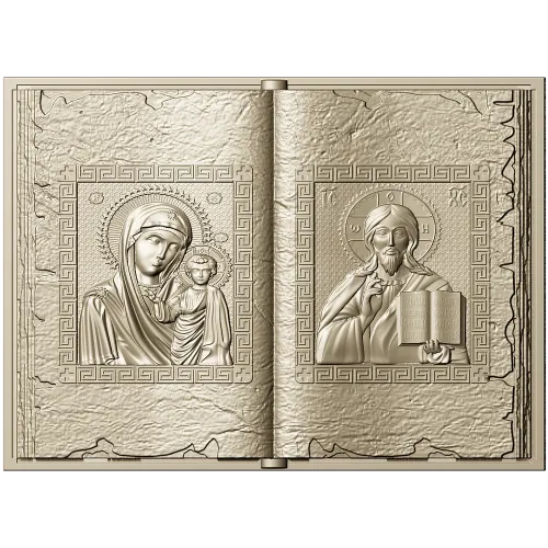 Open Gospel Book - Theotokos & Pantocrator STL 3D model