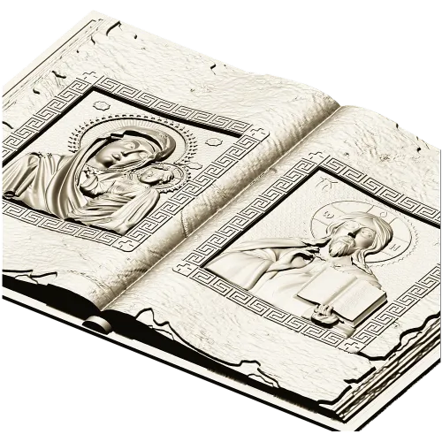 Open Gospel Book - Theotokos & Pantocrator STL 3D model