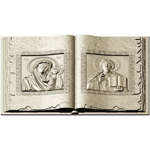 Open Gospel Book - Theotokos & Pantocrator STL 3D model