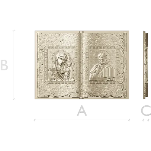 Open Gospel Book - Theotokos & Pantocrator STL 3D model