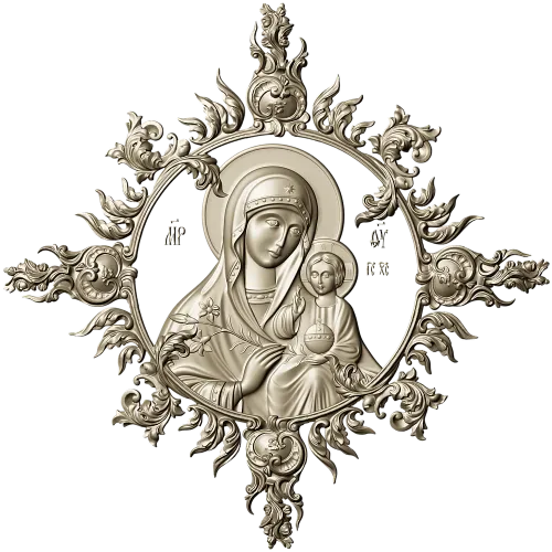 Unfading Flower - Theotokos high-relief 3D STL for CNC