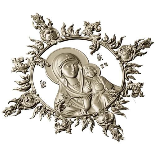Unfading Flower - Theotokos high-relief 3D STL for CNC