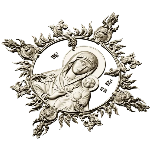 Unfading Flower - Theotokos high-relief 3D STL for CNC